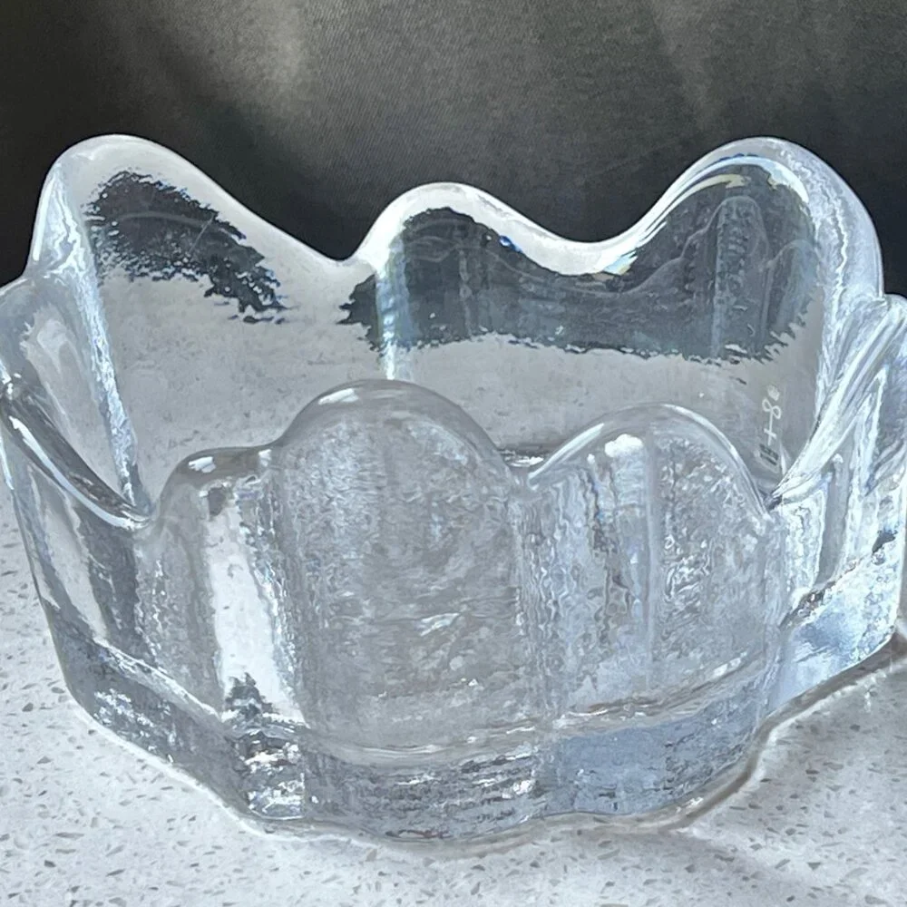 Skruf Crystal Bengt Edenfalk Tree Trunk Trinket Dish MCM Woodstock Coll. Sweden